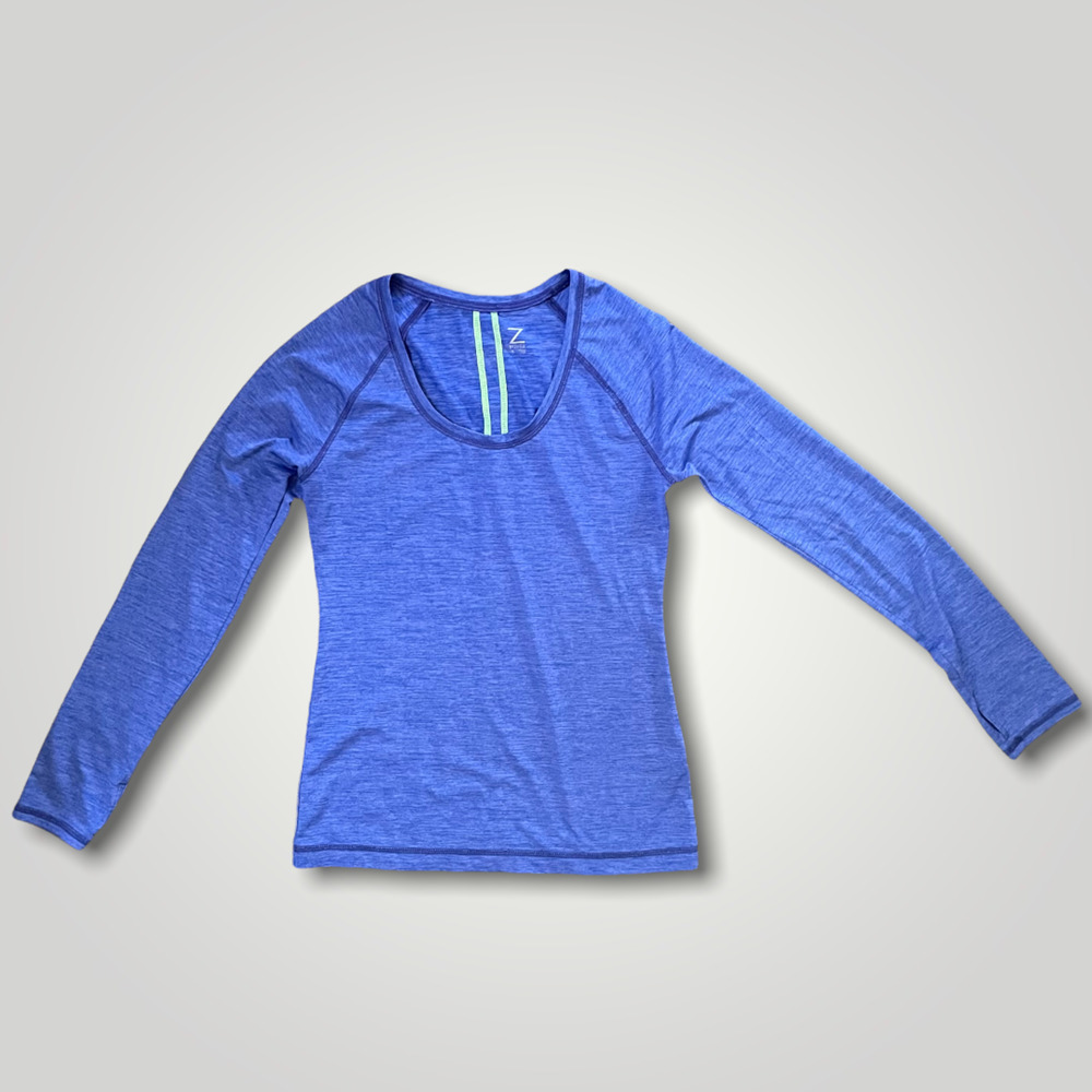 Zella Women's Heather Blue Long Sleeve With Thumbholes Activewear Shirt Size S - Picture 1 of 12